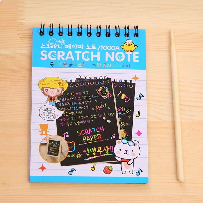 Sổ tay ma thuật Scratch Note nhiều sắc màu (10 tờ) (3 loại bé, vừa và to)