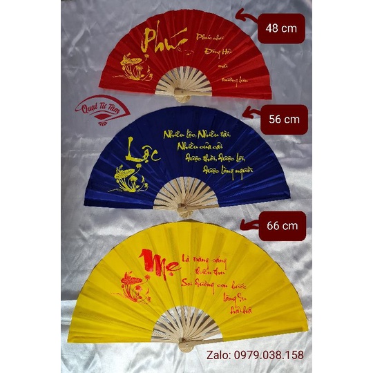 Quạt vải xếp chữ thư pháp truyền thống Việt Nam rẻ bền đẹp để cầm tay quạt mát đem đi du lịch