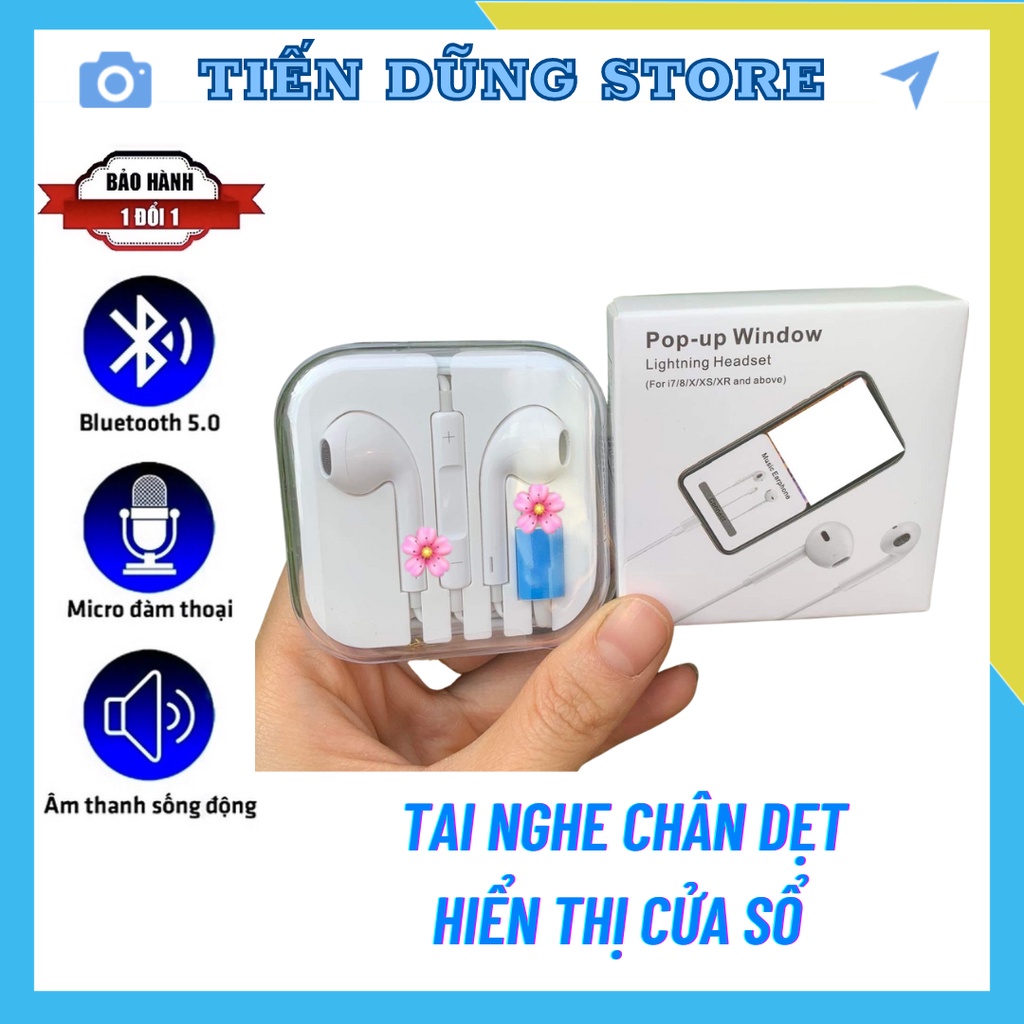 Tai Nghe Chân Dẹt Hiển Thị Cửa Sổ Cho 7/8/7Plus/8Plus/X/Xs/Xsmax/11/11Promax/12/12Promax13/13proMax/14/14Promax