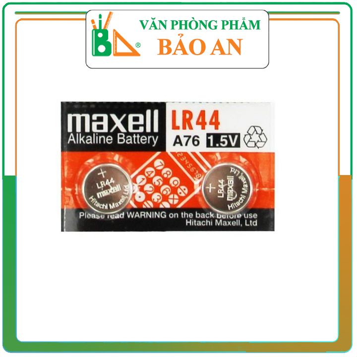 Pin LR44 A76 Maxell  Loại pin: Pin kiềm/ Alkaline Kích thước: Pin LR44/ Pin A76/ Pin AG13/ Pin cúc áo
