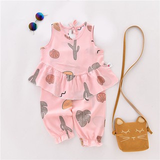 Bộ bé gái mặc ở nhà cotton thoải mái