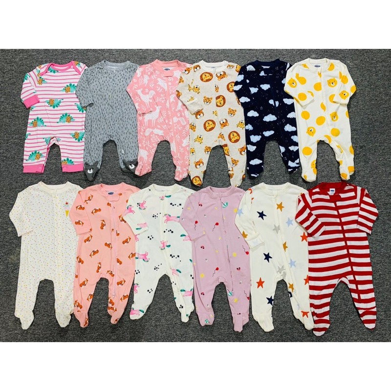 Bộ liền quần cotton❤️ Body tất có thể có lỗi nhẹ ❤️ Sleepsuit cho bé xuất dư các hãng