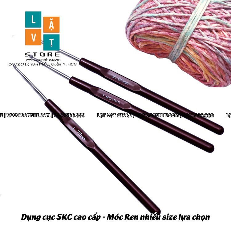 [SKC] Dụng cụ móc ren, móc sợi chỉ, móc len siêu nhỏ hàng SKC chính hãng để làm handmade - Crochet Hook - Nhôm cán cafe