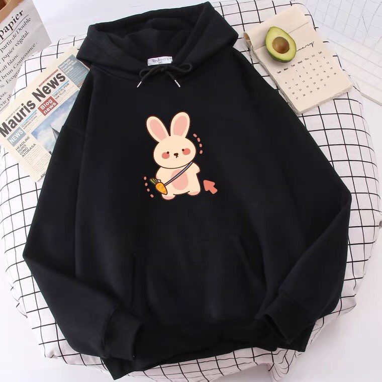 Áo hoodie Thỏ đeo túi, Áo nỉ Unisex from rộng, Chất nỉ ấm mặc không xù, thiết kế phong cách - MODY