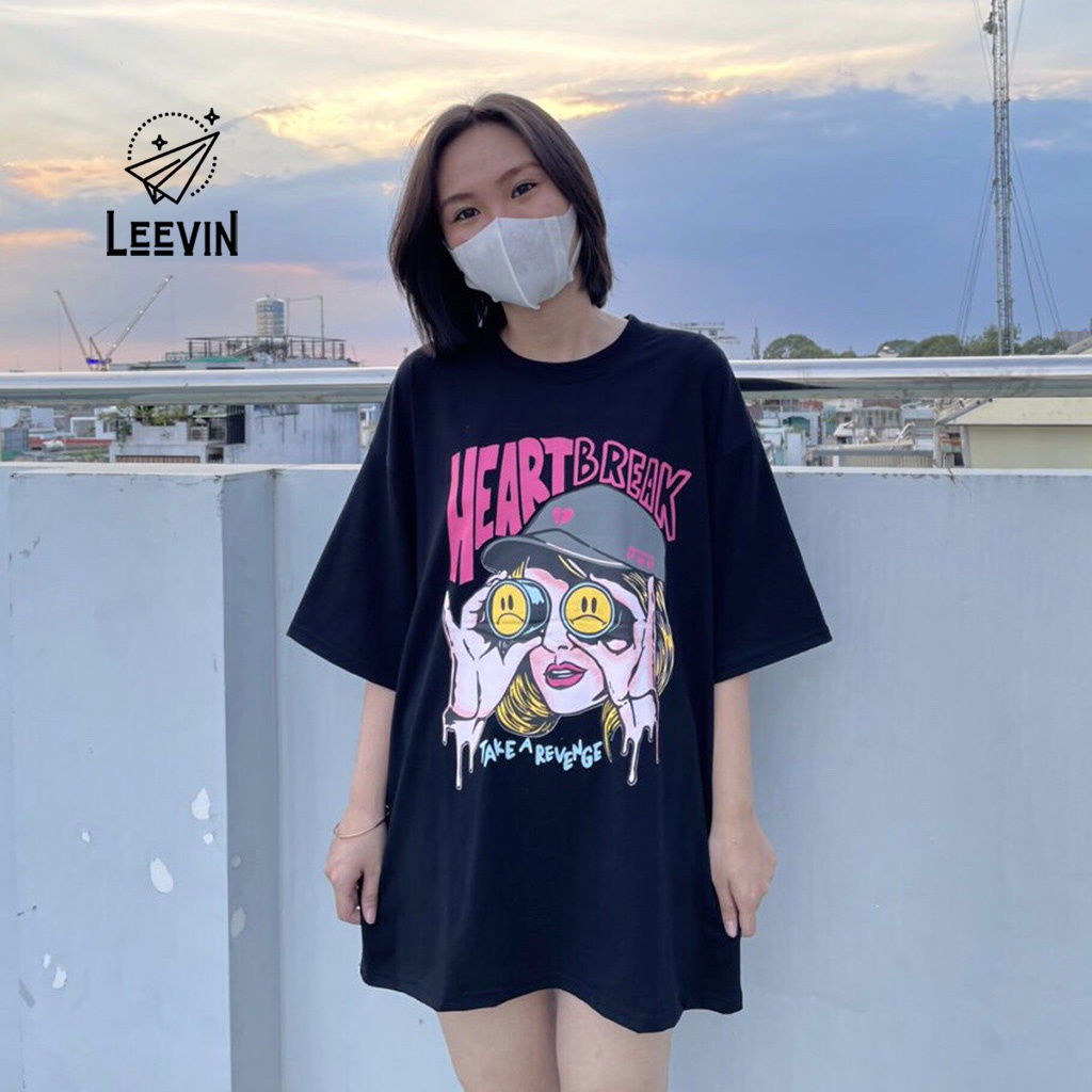 Áo Thun Nam Nữ NELLY Heart Break Form Rộng Ulzzang Unisex - Kiểu áo form rộng tay lỡ Local Brand Leevin Store