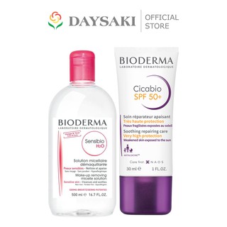 Bioderma Combo Nước Tẩy Trang Dành Cho Da Nhạy Cảm 500ML và Kem Dưỡng Chống Nắng Hỗ Trợ Phục Hồi Tái Tạo Da SPF50+ 30ml