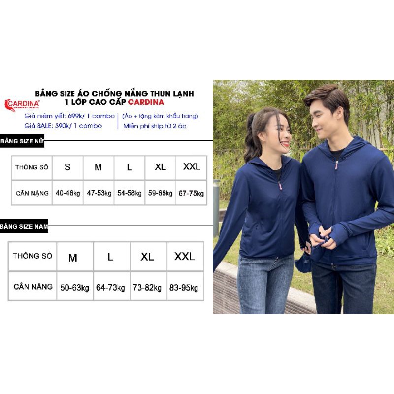 Áo chống nắng Nam Cardina Cao cấp chính hãng