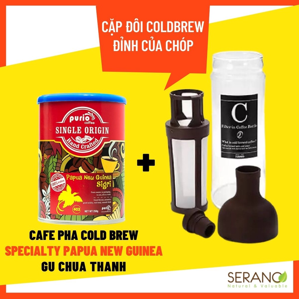 Bình pha cà phê/ trà cold brew ủ lạnh, bình pha cafe, ngâm cold brew thủy tinh có sẵn lưới lọc Hario 700ml từ Nhật Bản