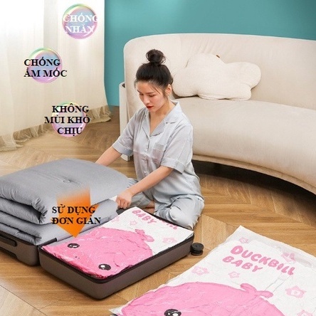 Túi hút chân không đựng quần áo giày chăn màn mền gối gấp gọn chính hãng chất liệu mềm dẻo trong suốt cao cấp