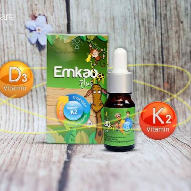 Emkao Plus Vitamin D3 kết hợp K2-Giúp bé phát triển hệ Xương, Răng, Giảm quấy khóc đêm ở trẻ