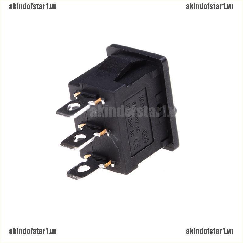 5 Công tắc rocker 3 chấu màu đen mini Bật/Tắt/Bật AC 6A/250V 10A/125V