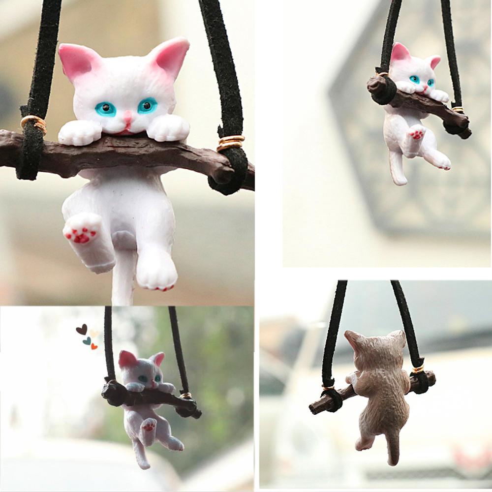 Dây Treo Trang Trí Nội Thất Xe Hơi Hình Mèo Kèm Cành Cây