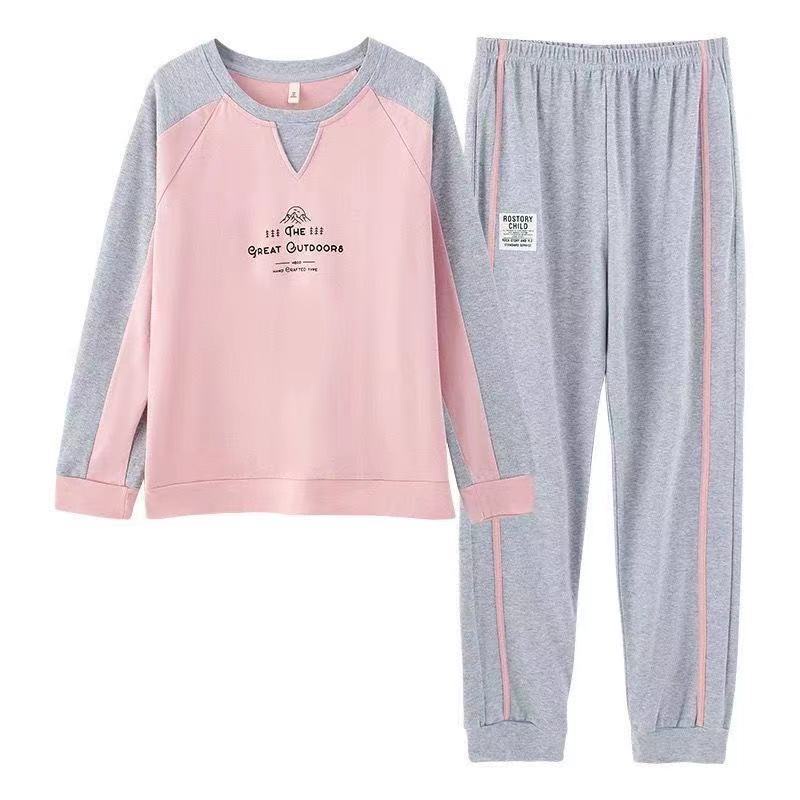 Bộ đồ ngủ tay dài 100% cotton in họa tiết hoạt hình ngọt ngào thời trang xuân thu cho nữ
