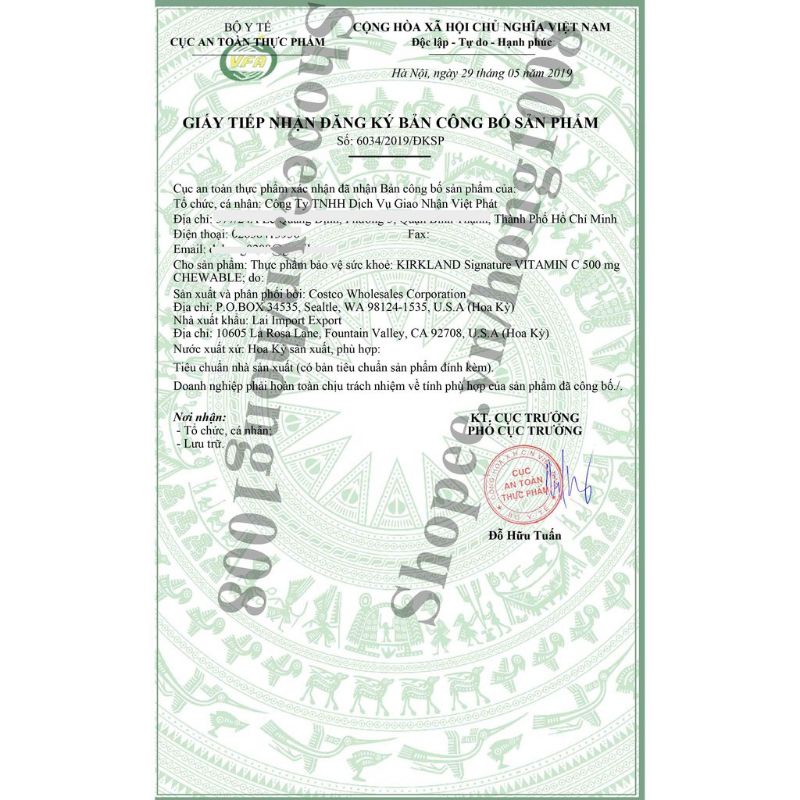Viên Ngậm Bổ Sung Vitamin C 500mg KIRKLAND SIGNATURE - hàng Mỹ chính hãng