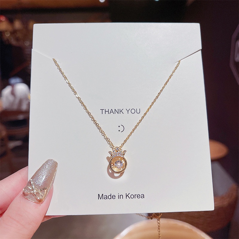 Dây chuyền nữ chất liệu titan không gỉ mặt hình vương miện xinh xắn phong cách ins hàn quốc trẻ trung mẫu mới 2022