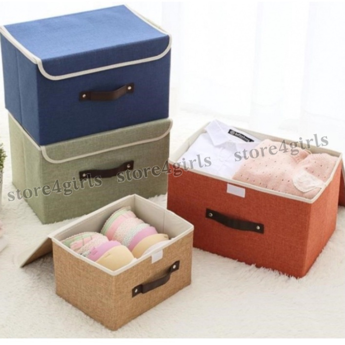 Combo 2 Hộp vải đựng đồ, đựng quần áo, gấp gọn - Thùng đựng đa năng có nắp đậy (lớn &amp; nhỏ) Store4girls