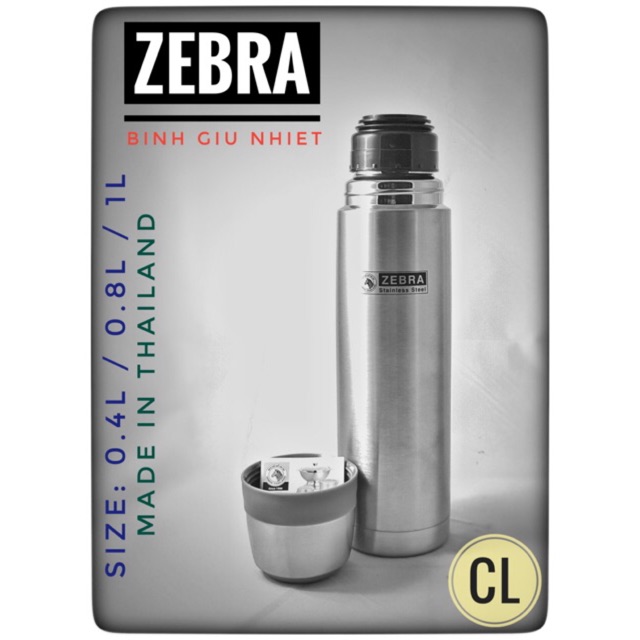 BÌNH giữ nhiệt Zebra 0,8 lít