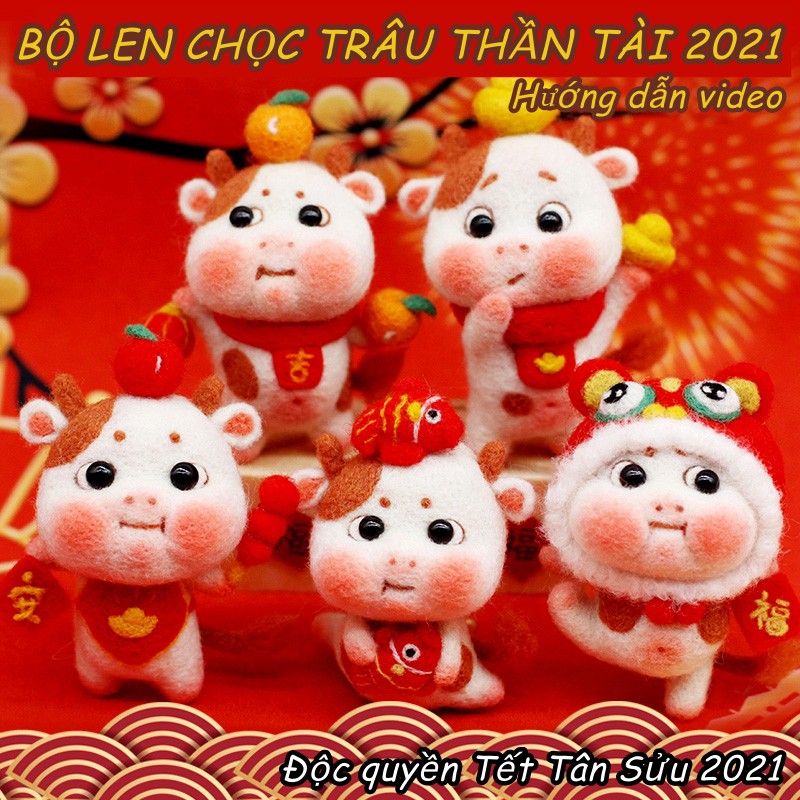 [Tân sửu 2021] Bộ len chọc cho mùa tết Trâu Thần Tài có hướng dẫn video