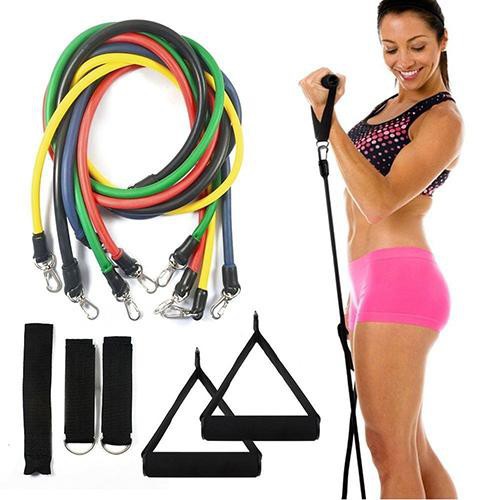 Bộ 5 dây đàn hồi tập thể hình cao cấp - dụng cụ tập gym - thể thao