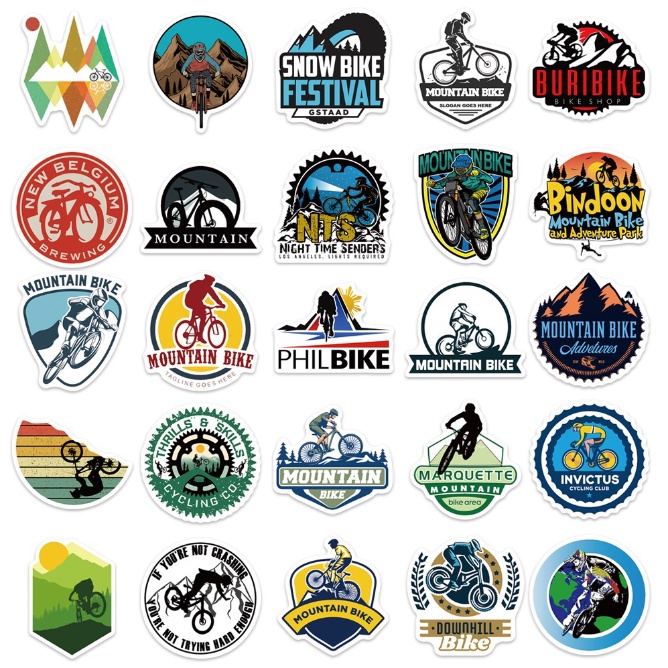 Combo Sticker CLB XE ĐẠP ĐỊA HÌNH nhựa PVC không thấm nước, dán nón bảo hiểm, laptop, điện thoại, Vali, xe