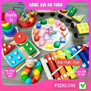 Bộ đồ chơi gỗ Foxi-Đồ chơi trẻ em thông minh-xâu hạt làm toán Montessori-tay khéo léo-siêu rẻ-Giúp bé vừa học vừa chơi