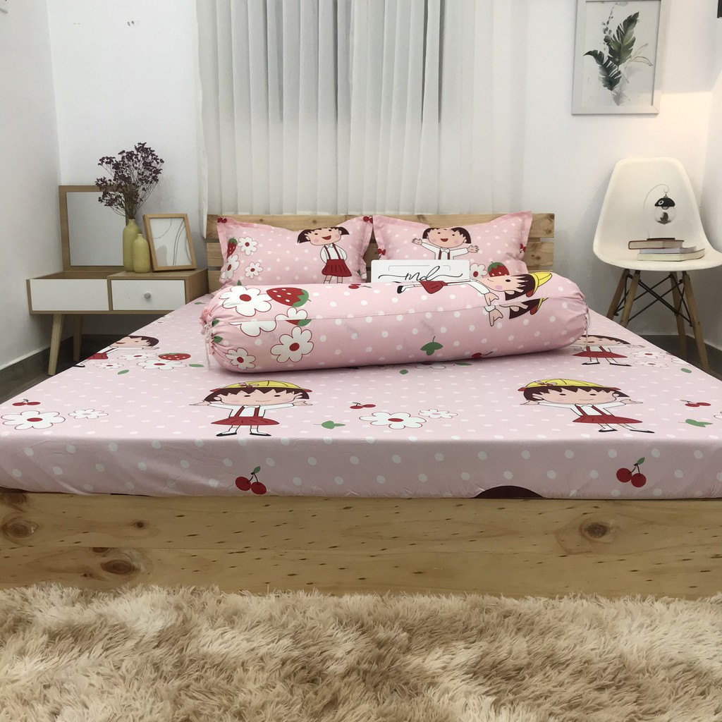 Bộ ga gối, Cotton Poly nhiều màu sắc MD.Decor - Chăn ga gối miễn phí may bo chun M4,M6,M8