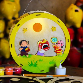 Lồng đèn Gỗ tô màu - Vui đón Trung thu