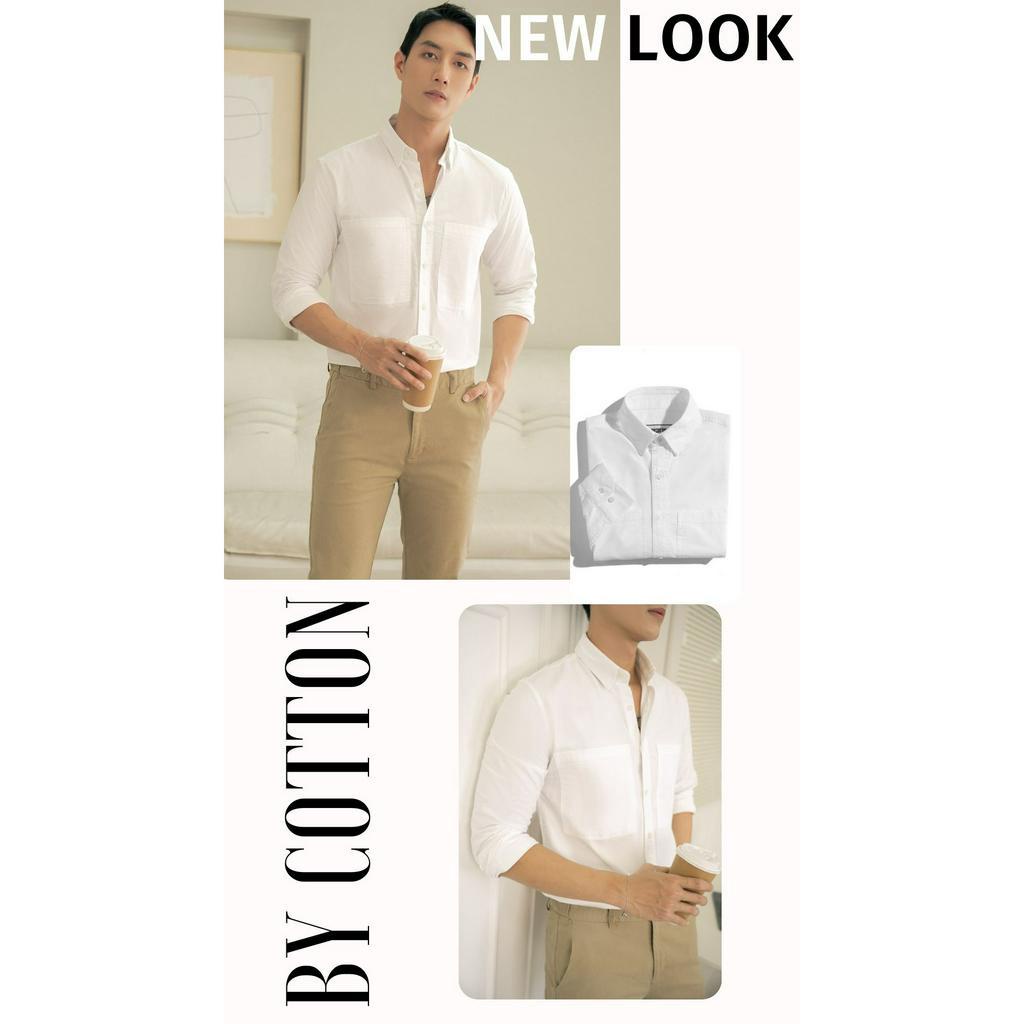 Áo Sơ Mi Nam Cao Cấp Trơn White Pocket Shirt 1222 BY COTTON