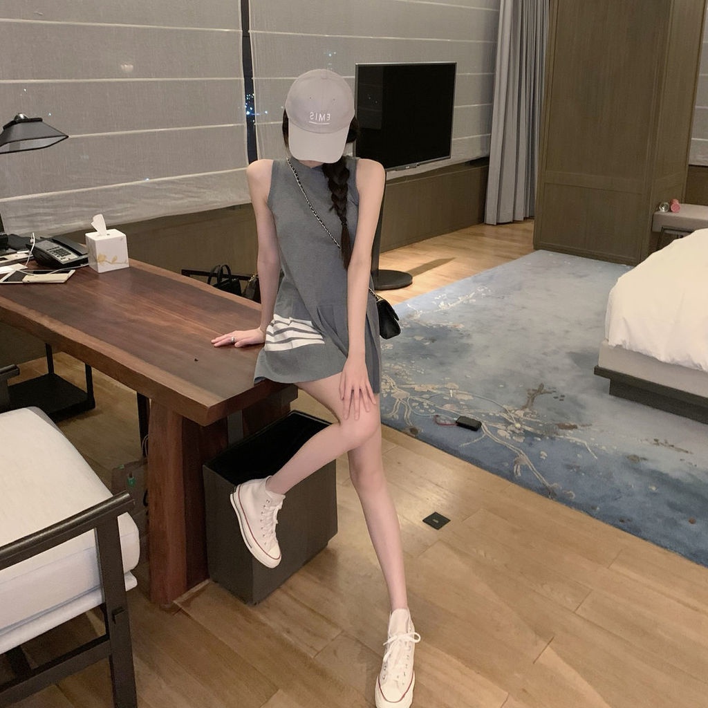 Đầm Dệt Kim Dáng Rộng Màu Xám Thời Trang Xuân Hè Cho Nữ