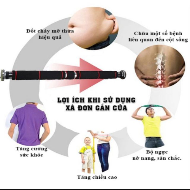 Xà Đơn Treo Tường Xà Đơn Gắn Cửa Thông Minh 60-100cm và 80-130cm - Dụng Cụ Tập Thể Dục