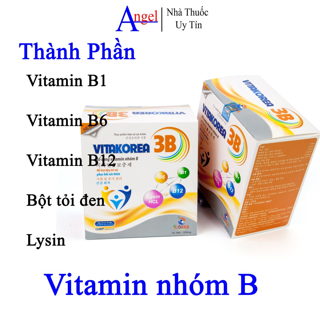 Viên uống bổ sung Vitamin B tăng sức khỏe Vitamin 3B Sữa bổ sung vitamin B1, B12, B6 hỗ trợ duy trì phục hồi sức khỏe
