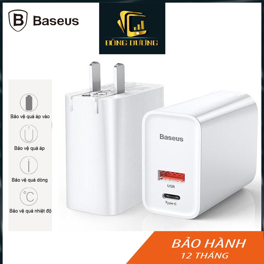 Củ sạc nhanh đa năng Baseus Speed Dual 2 cổng USB - QC3.0 30W dùng cho iPhone/ iPad/ Samsung/ Huawei - Bảo hành 12 tháng