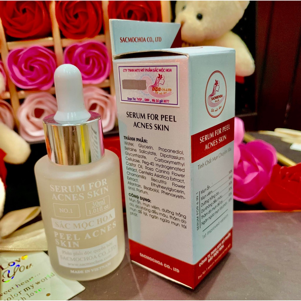 Serum Mụn Thâm sẹo  (SERUM FOR PEEL ACNES SKIN) 6IN1 SẮC MỘC HOA 30ml