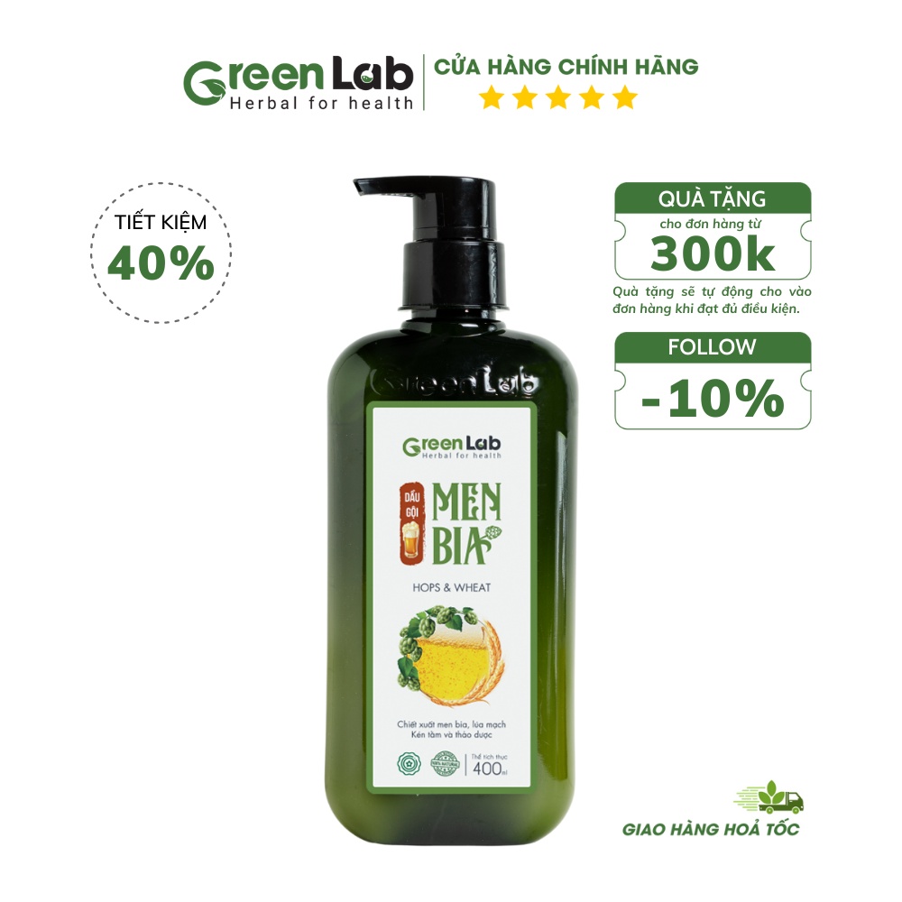 Dầu gội Men Bia GreenLab 400ml sạch gàu ngứa, giảm rụng , giúp tóc nhanh dài vượt trội