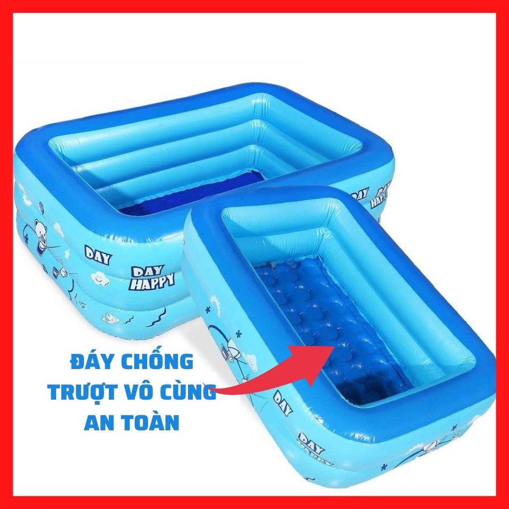 Bể bơi thành cao cho bé 3 tầng hồ phao trẻ em bơm hơi tại nhà chống trượt bền bỉ an toàn cho bé smartlife.86