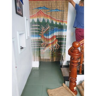 Rèm cửa trang trí- màn rèm ống trúc con hươu phong cảnh