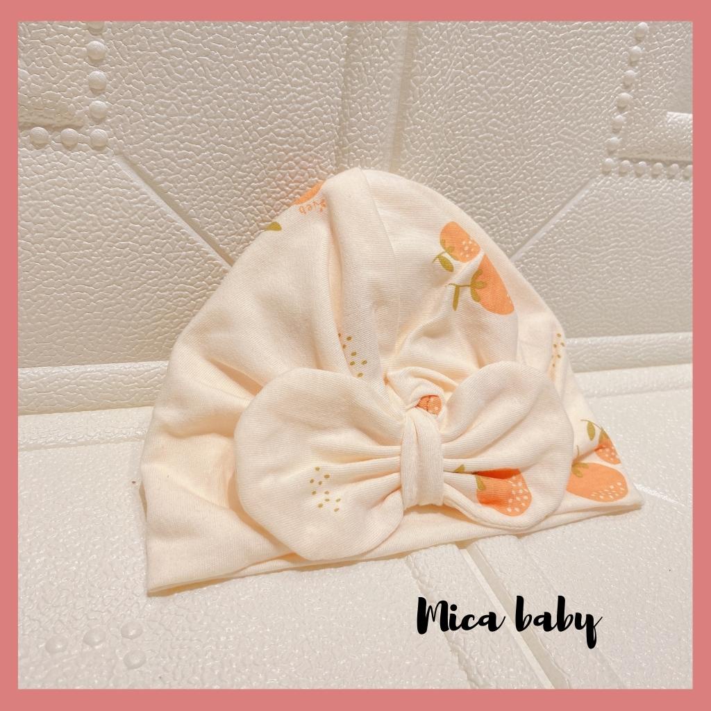 Mũ turban màu be họa tiết quả cam đáng yêu cho bé Mica Baby MTB98