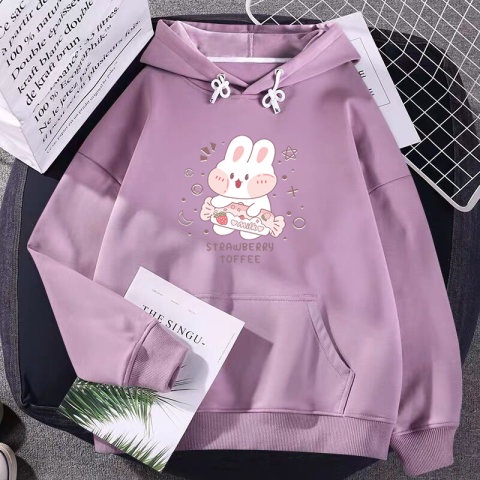 Áo hoodie PEWARN dáng rộng in họa tiết hoạt hình dễ thương thời trang 2022 cho nam và nữ