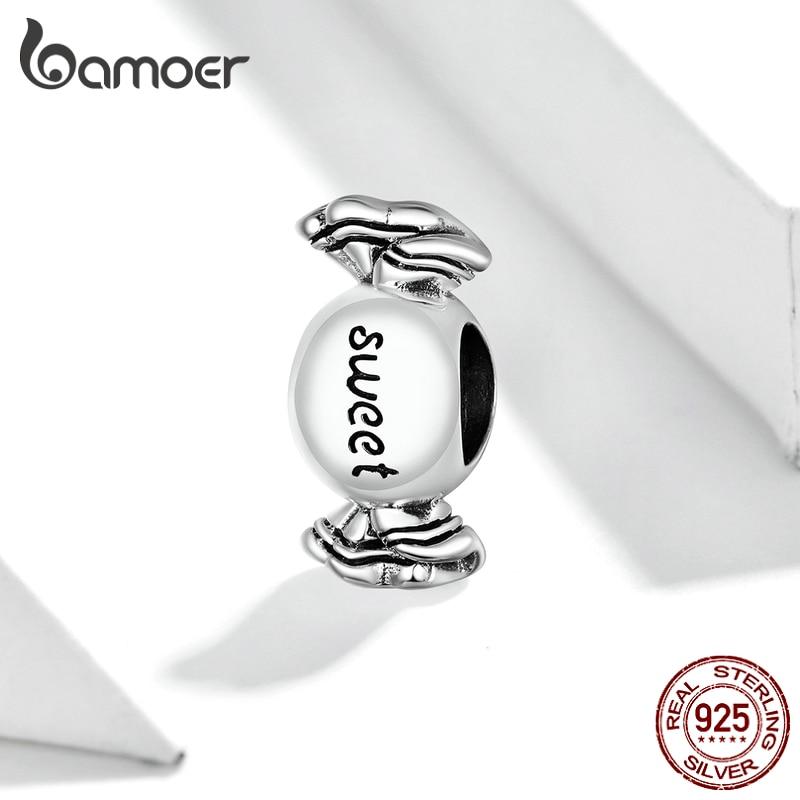 Mặt Trang Sức Vòng Tay Nữ bamoer BSC353 Bằng Bạc 925 Hình Dạng Viên Kẹo Phối Chữ Sweet