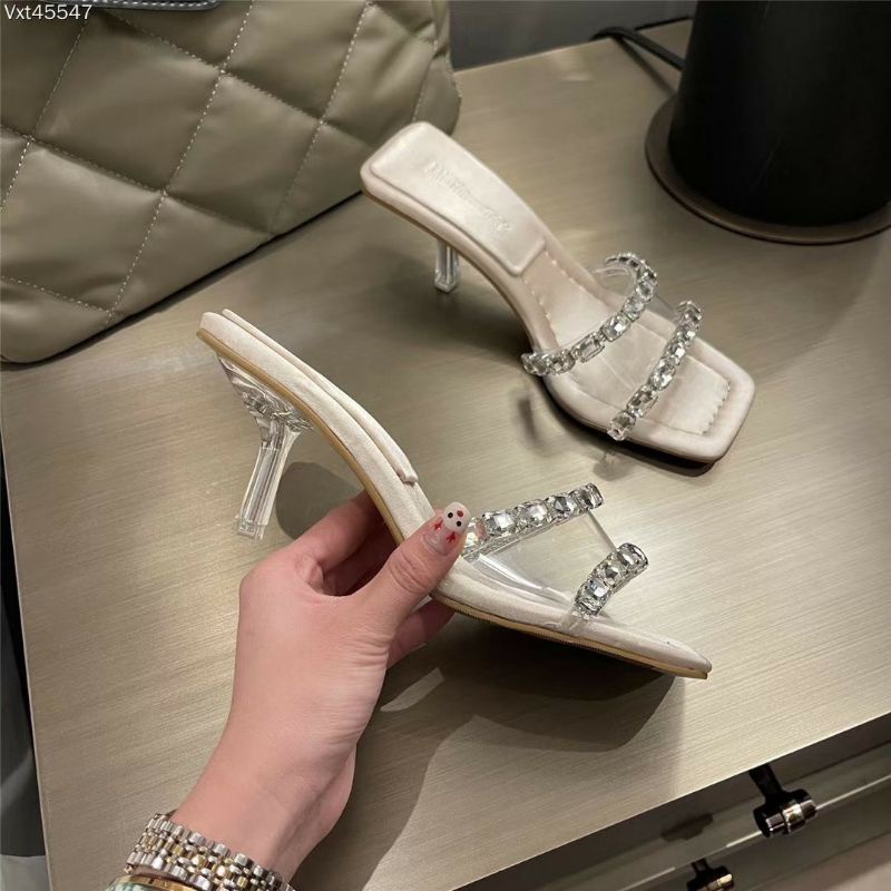 Guốc quai ngang đính đá hàng quảng châu đẹp gót trong có video quay sẵn nét căng