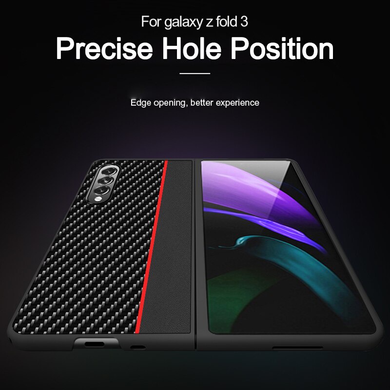 Ốp điện thoại bằng da và sợi cacbon chống sốc cho Samsung Galaxy Z Fold 3 Z Fold 2 Fold3 Fold2 5G