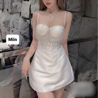 Váy 2 dây tapta cúp ngực đính dây đá