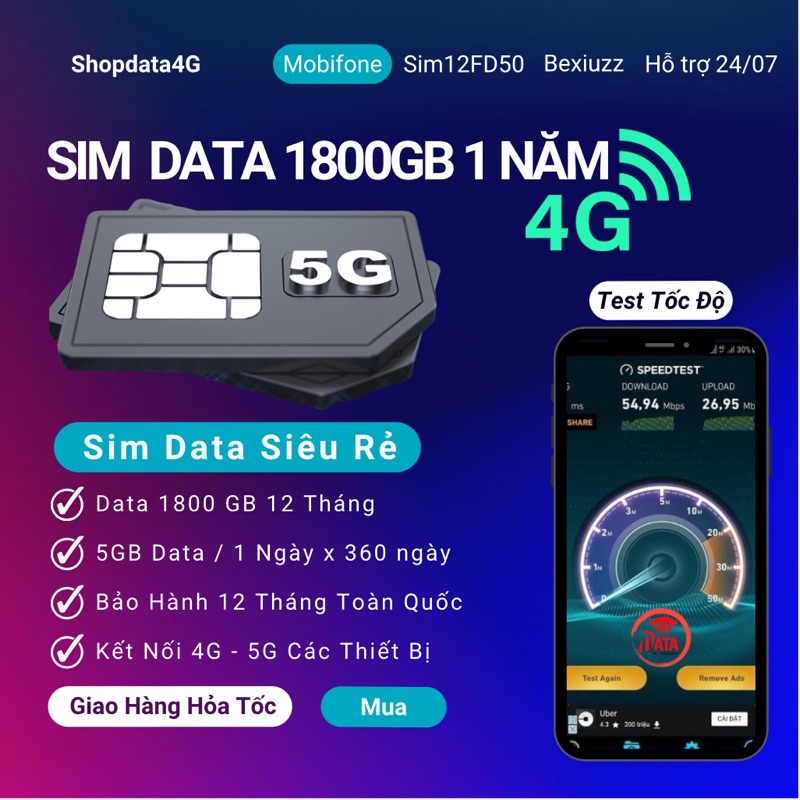 Sim 4G Vinaphone VD89 VD149 Miễn Phí Data 2GB - 4GB 1 Ngày Tốc Độ Cao Và Gọi 12 Tháng Không Cần Nạp Tiền