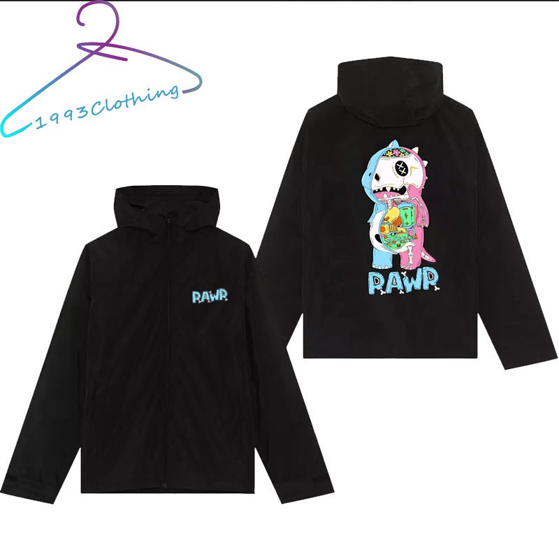 ÁO KHOÁC DÙ CÓ NÓN FORM RỘNG IN HÌNH RAWR XƯƠNG,👚FREESHIP👚,LOCAL BRANDHÀNG VNXK 2 LỚP CHÓNG NẮNG,1993CLOTHING