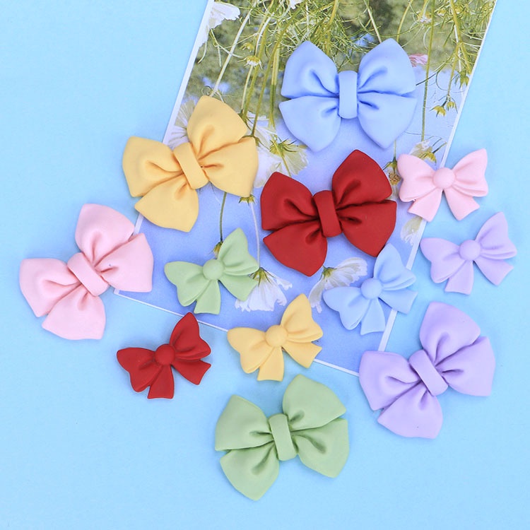 Dây Buộc Tóc Trang Trí Hình Nơ Nhựa Resin Mặt Nhám Thủ Công