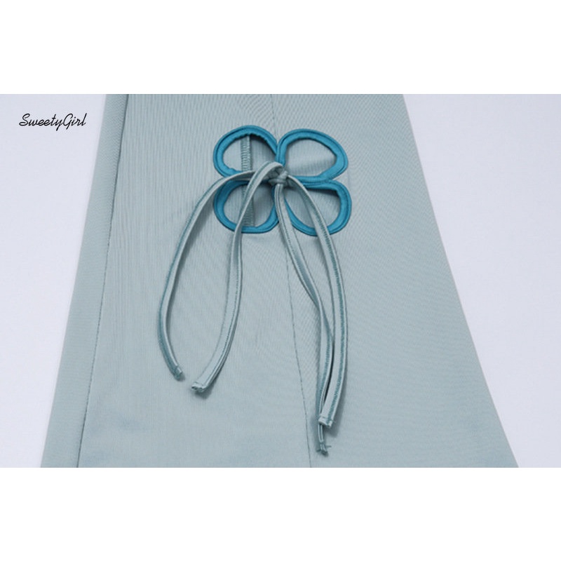 Quần Dài Lưng Cao Ống Loe Ôm Dáng Phối Màu Tương Phản Thời Trang 2022 Cho Nữ