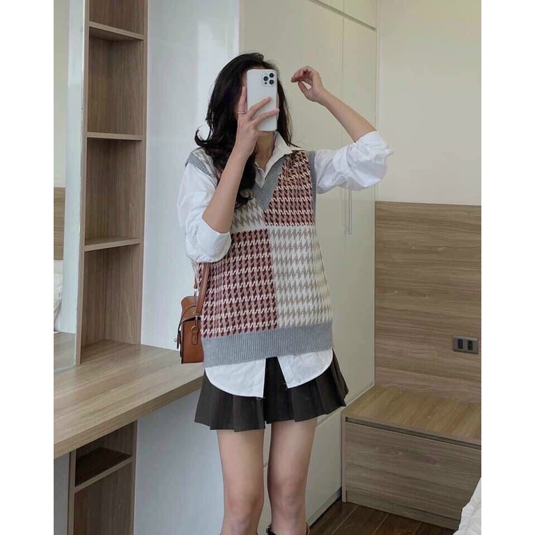 Áo gile len nữ Gamyy họa tiết thổ cẩm cá tính phong cách Hàn Quốc | BigBuy360 - bigbuy360.vn