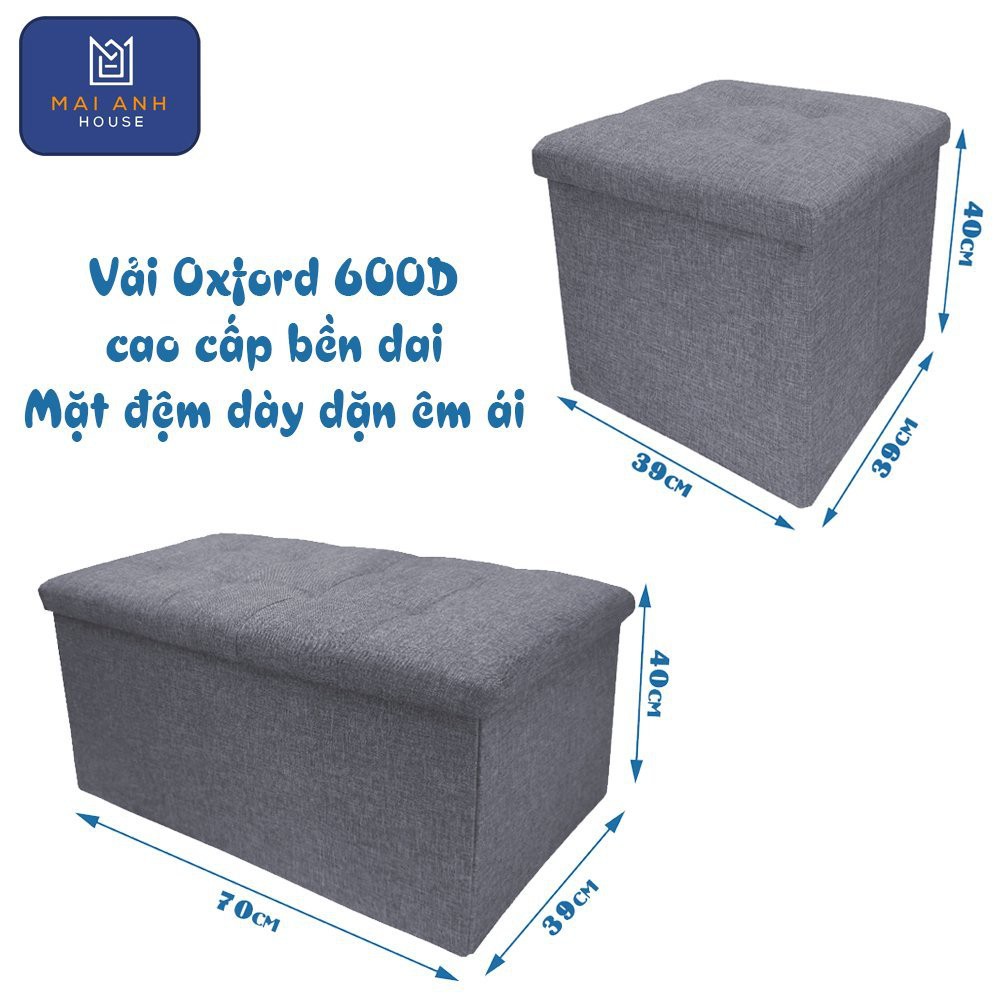 [HÀNG VN - LOẠI TỐT] Ghế vuông sofa kiêm hộp đựng đồ [2in1] chất vải Oxford 600D cao cấp Mai Anh House