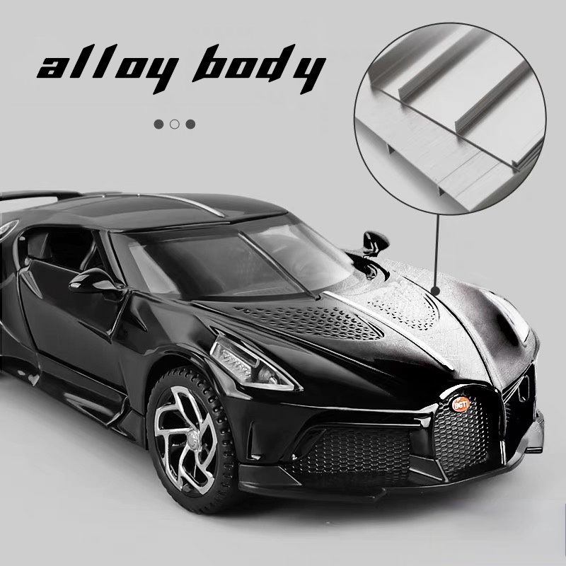 Mô Hình Xe Ô Tô Bugatti La Voiture Noire Bằng Hợp Kim Tỉ Lệ 1: 32 Có Đèn Và Nhạc Và Đèn Xinh Xắn