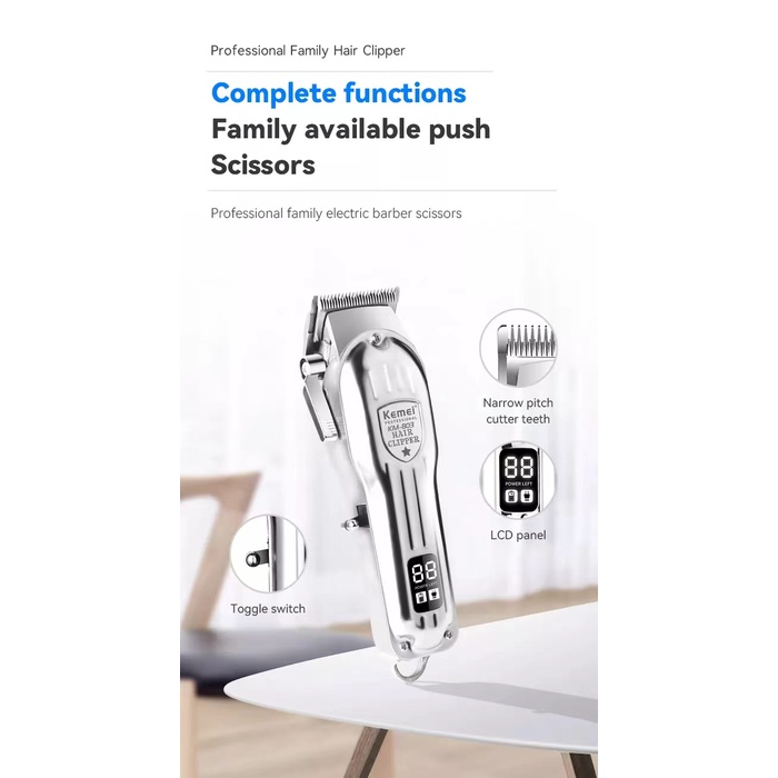 Tông đơ hớt tóc chuyên nghiệp không dây Kemei cho nam